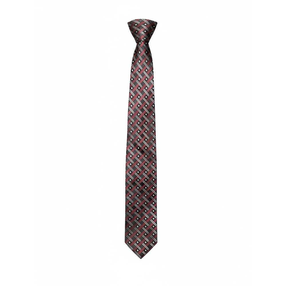 Roberto Villini Necktie Mens vintage Burgundy Excellent Silk Geometric Pattern